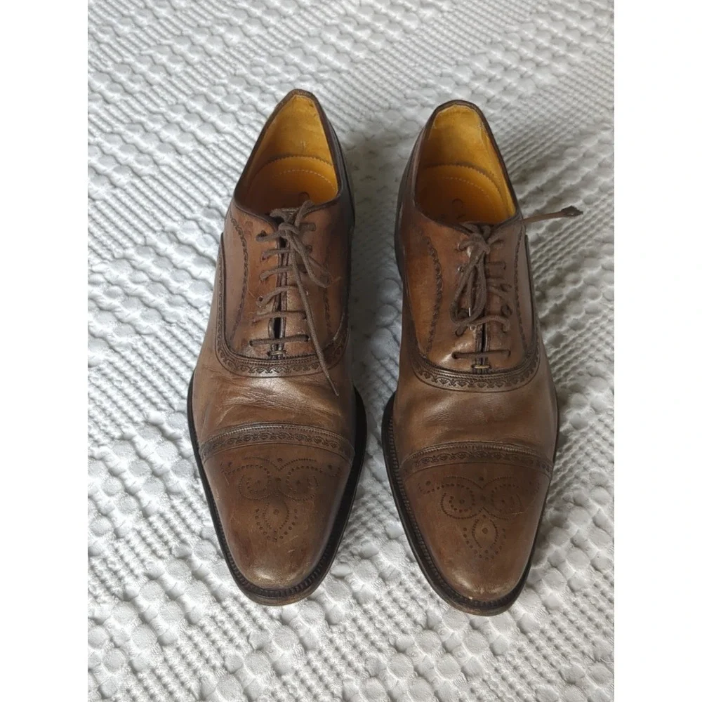 Canali‎ Wingtip Oxford Leather Dress Shoes Sz 9 US 42 EU Brown Lace Up